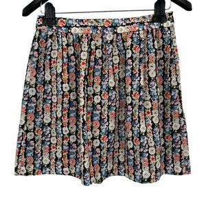 J.Crew Mercantile Floral Skirt Mini Chiffon Ditsy A-Line Black Multi Size 2